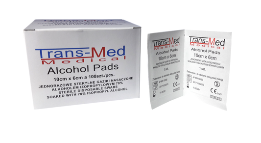 Gaziki nasączone alkoholem 6cm x 10cm TRANS-MED 100 szt.