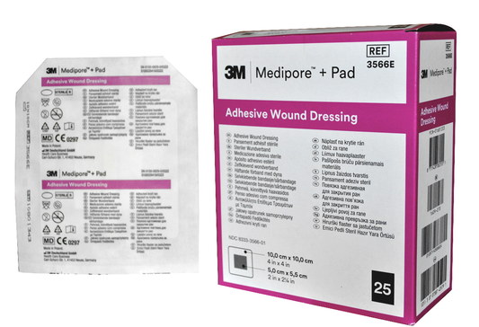 3M MEDIPORE Pad 3566E 10cm x 10cm PLASTRY 5SZTUK