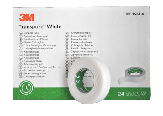3M Transpore White 1,25cm x 9,1m, 1SZT